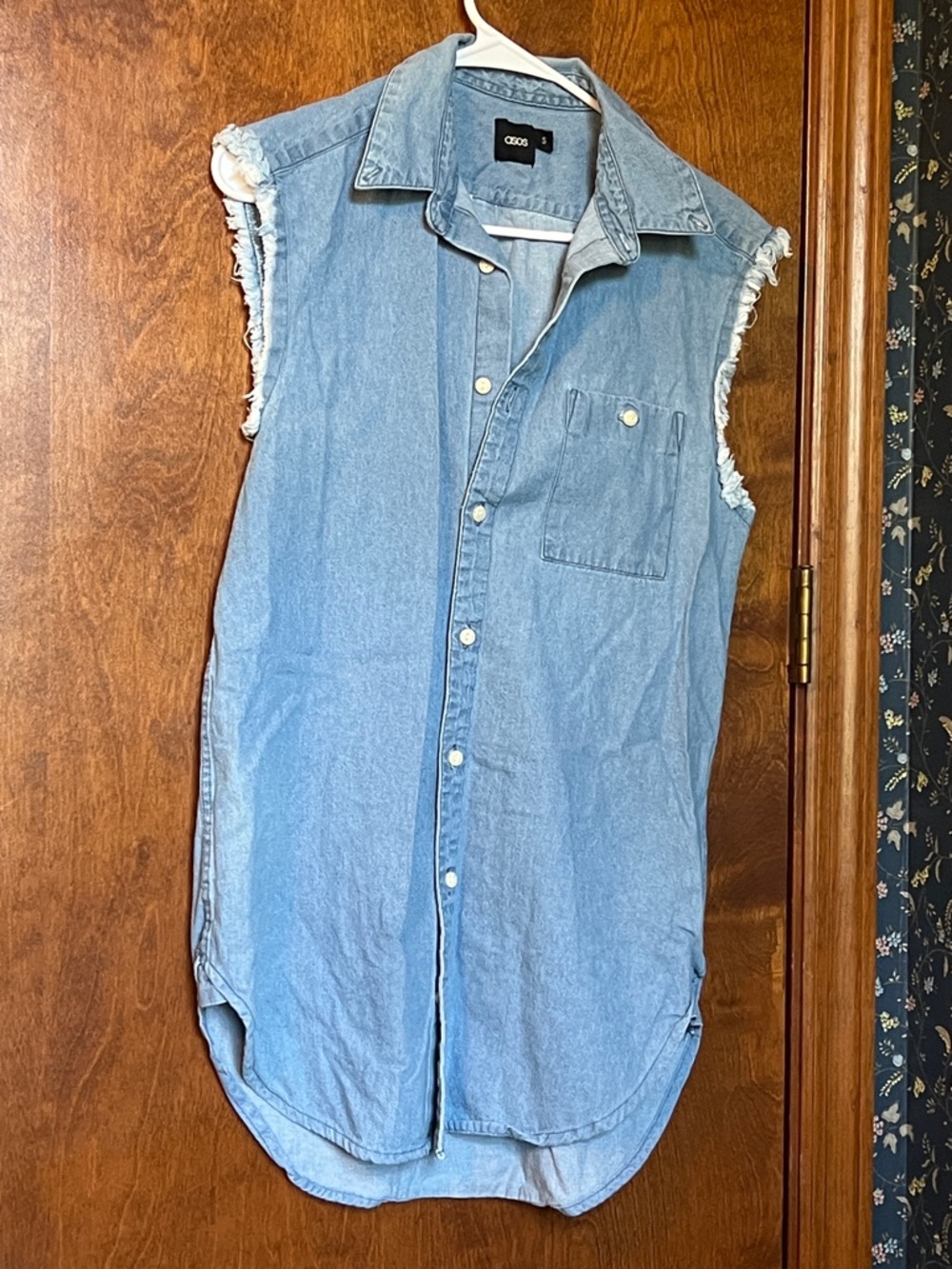 ASOS Light Blue Denim Sleeveless Button-Down Shirt